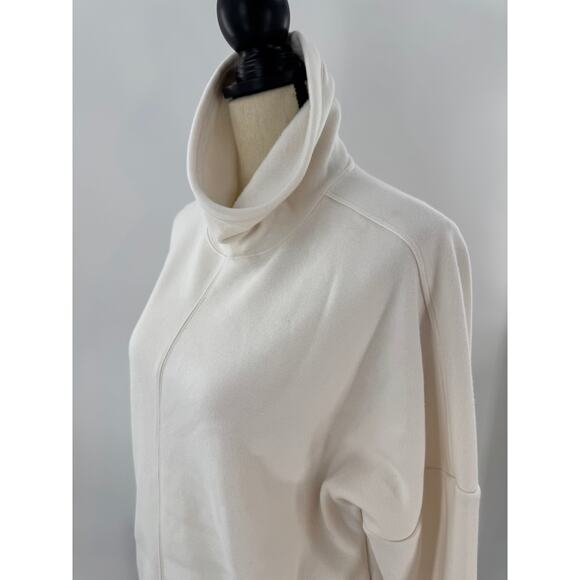 Athleta White Cozy Karma Mock Funnelneck Fleece Lined Sweatshirt Sweater S M - Picture 2 of 9